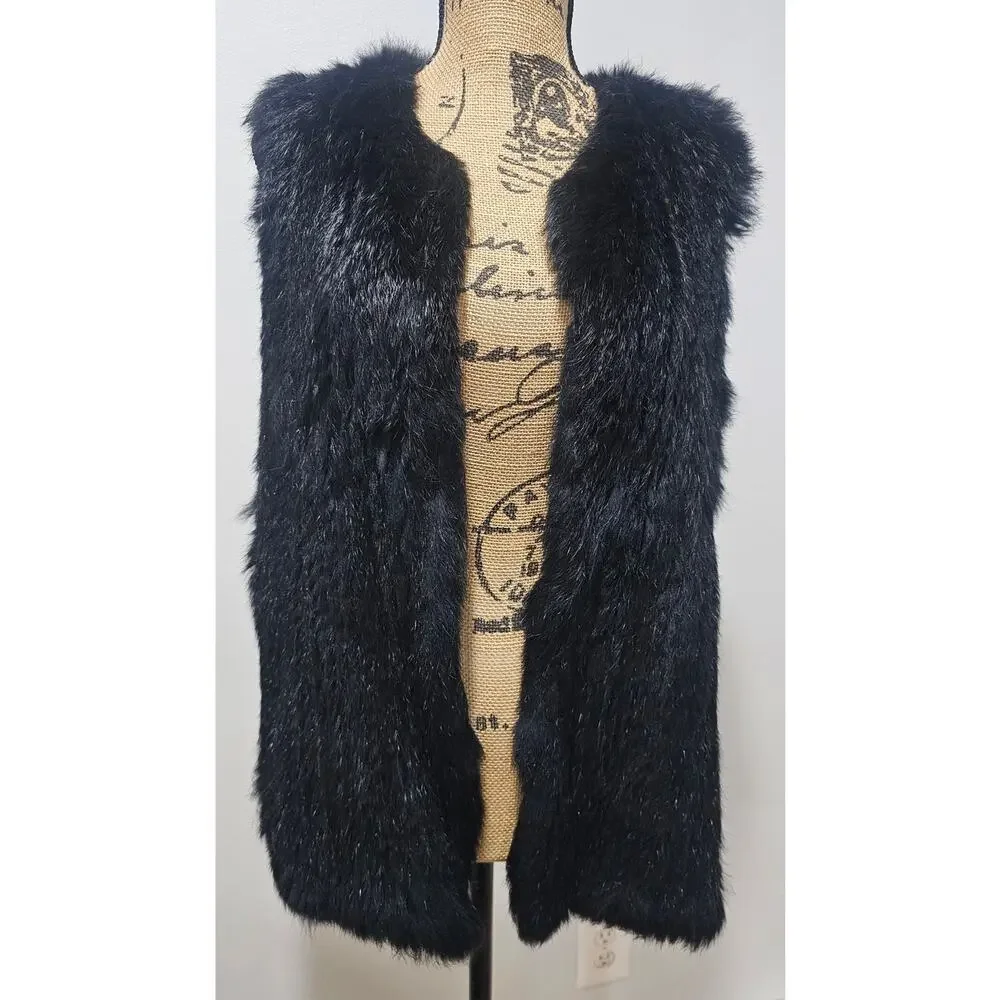 525 America Lux Rabbit Fur Vest, 100% Real Dyed Rabbit Fur, Womens Sz S, New